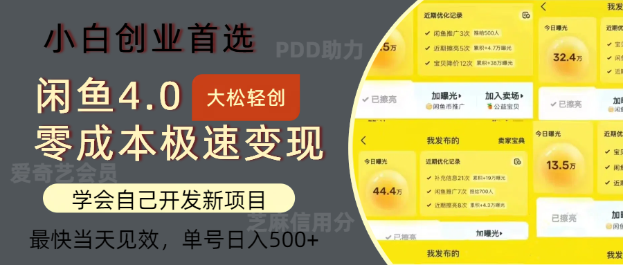 闲鱼0成本极速变现项目，多种变现方式，单号日入500+最新玩法-荔枝网络