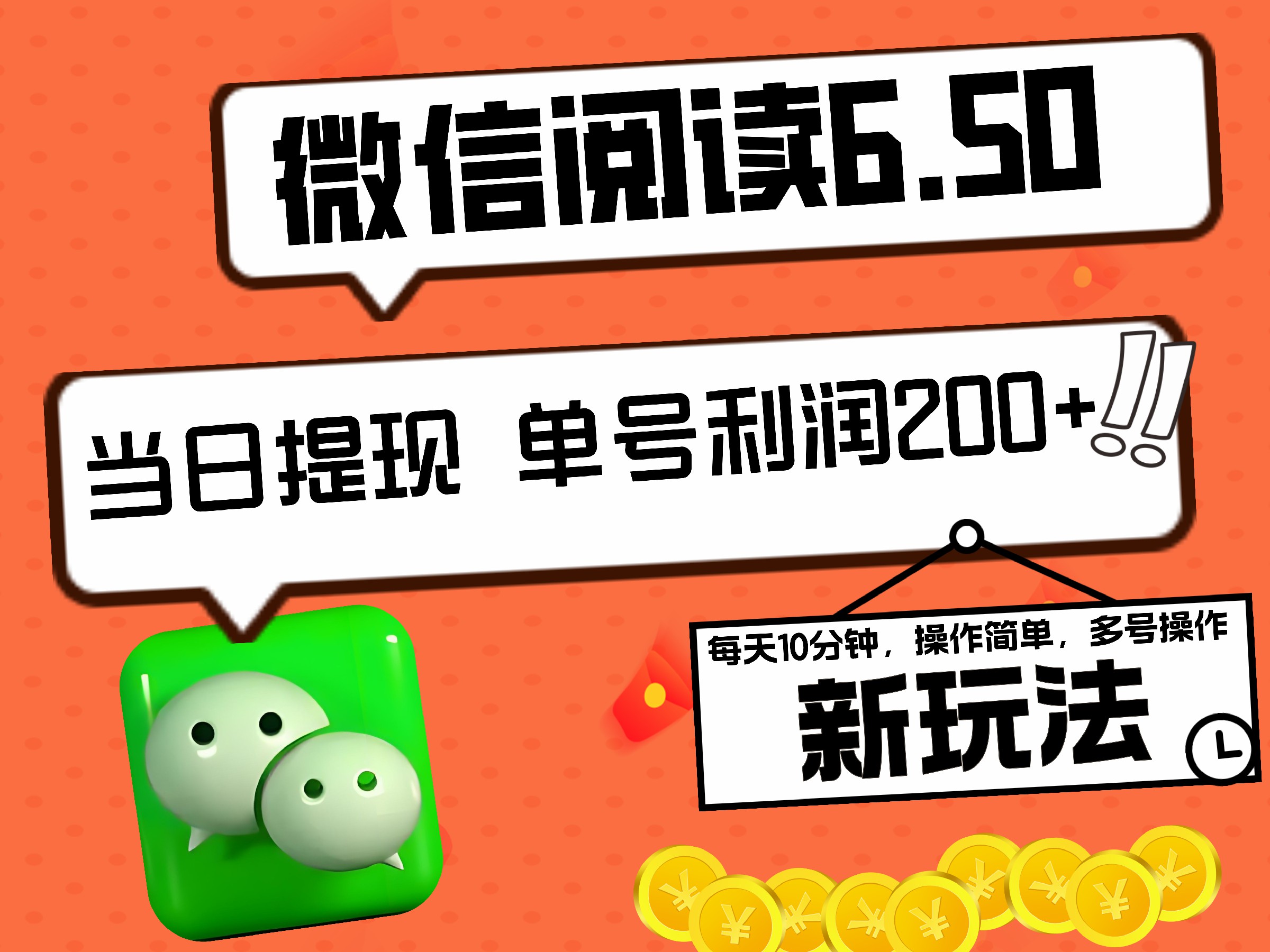 2024最新微信阅读6.50新玩法，5-10分钟 日利润200+，0成本当日提现，可矩阵多号操作-荔枝网络