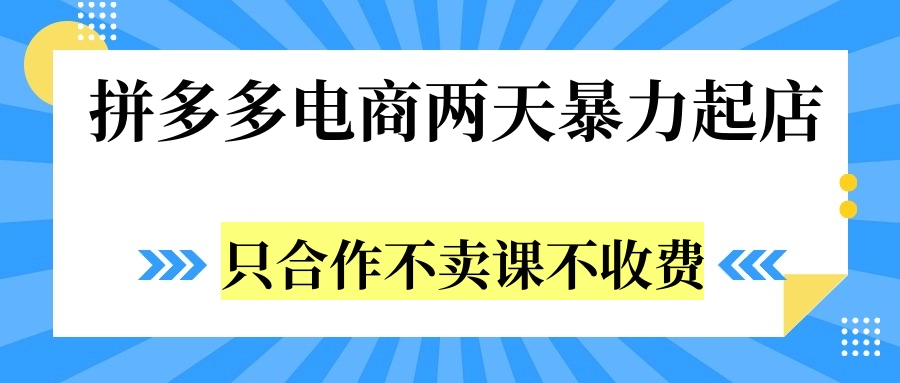 拼多多两天暴力起店，只合作不卖课不收费-荔枝网络