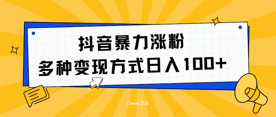 抖音暴力涨粉：多方式变现 日入100+-荔枝网络