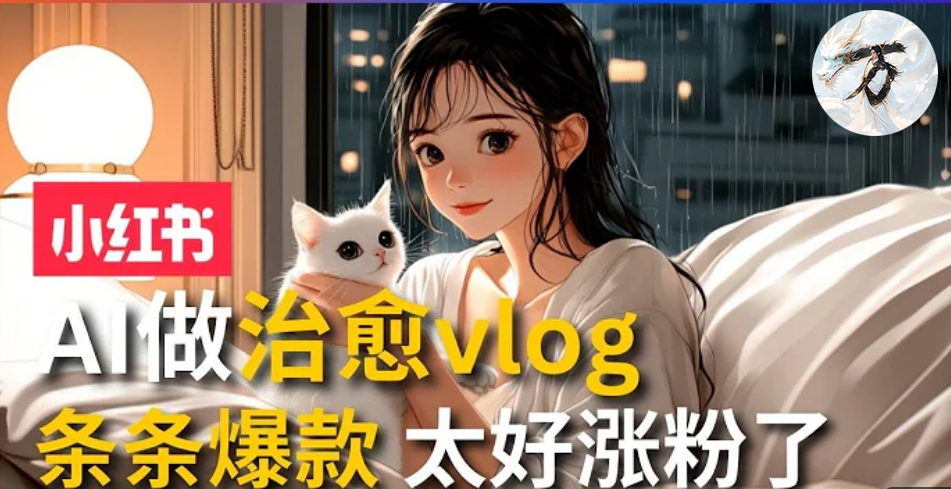 AI治愈系vlog动画视频，小红书7天 涨粉破千，商单报价1500+，0成本制作，日入2000+，有手就会 -荔枝网络