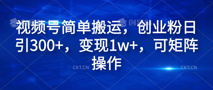 视频号简单搬运，创业粉日引300+，变现1w+，可矩阵操作-荔枝网络