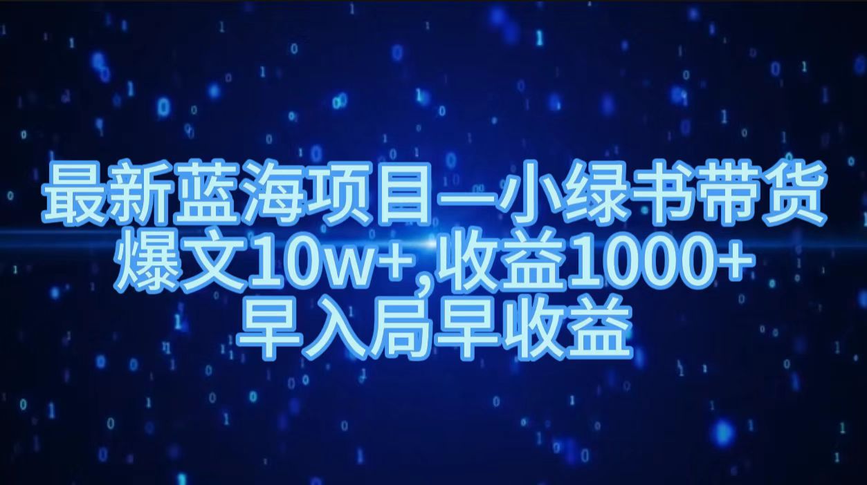 最新蓝海项目小绿书带货，爆文10w＋，收益1000＋，早入局早获益！！-荔枝网络