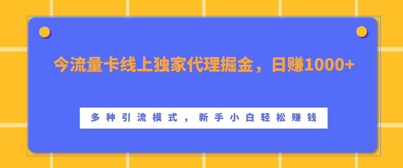 流量卡线上独家代理掘金，日赚1000+ ，多种引流模式，新手小白轻松赚钱-荔枝网络