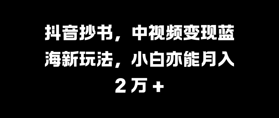 抖音抄书，中视频变现蓝海新玩法，小白亦能月入 2 万 +-荔枝网络
