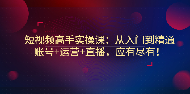 【副业项目3439期】短视频高手实操课：从入门到精通（怎样做短视频赚钱）-荔枝网络