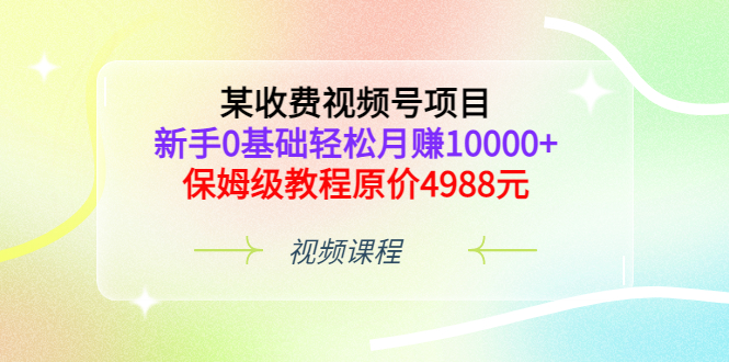 【副业项目3671期】某收费视频号项目，新手0基础轻松月收入过万的副业-荔枝网络