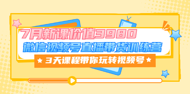 【副业项目3693期】如何在视频号直播带货：微信视频号直播带货训练营，3天课程带你玩转视频号-荔枝网络