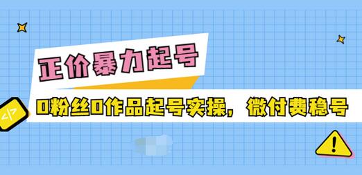 【副业项目3828期】抖音暴力起号实操课：抖音0粉丝0作品起号实操，0粉丝0作品直播-荔枝网络