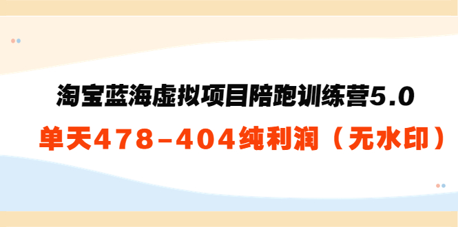 【副业项目3958期】黄岛主：淘宝蓝海虚拟项目陪跑训练营5.0：单天478纯利润（无水印）-荔枝网络
