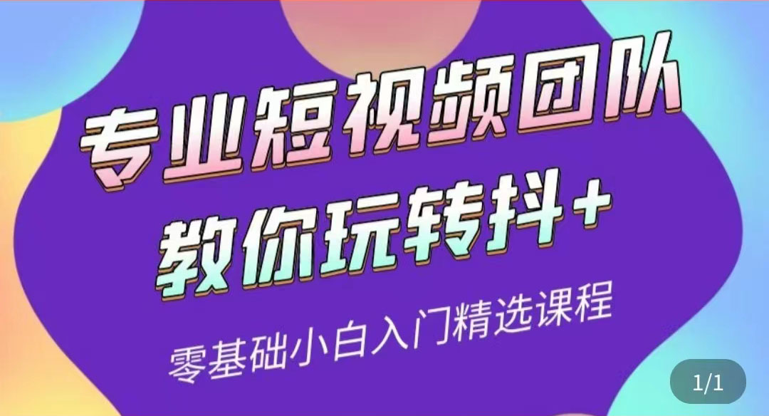 【副业项目3959期】专业短视频团队教你玩转抖+0基础小白入门精选课程-荔枝网络