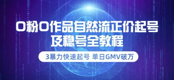 【副业项目3998期】0粉0作品自然流正价起号及稳号全教程：3暴力快速起号单日GMV破万-价值2980-荔枝网络