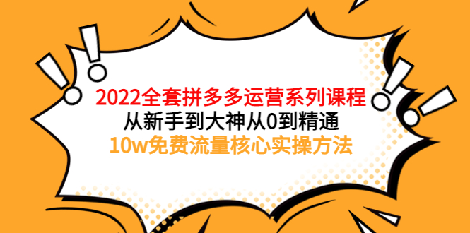 【副业项目4045期】2022全套拼多多运营课程：新手怎么做拼多多电商，10w免费流量核心实操方法-荔枝网络