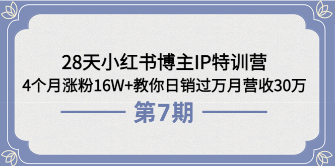 【副业项目4116期】28天小红书博主IP特训营《第6+7期》4个月涨粉16W+教你日销过万月营收30万-荔枝网络