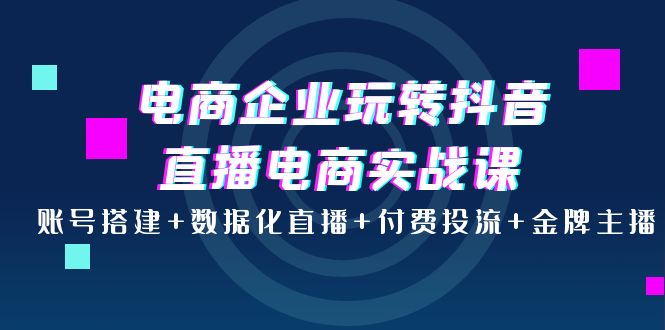 【副业项目4147期】电商企业玩转抖音直播电商实战课：账号搭建+数据化直播+付费投流+金牌主播-荔枝网络