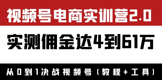 【副业项目4151期】视频号电商实训营2.0：实测佣金达4到61万（教程+工具）-荔枝网络