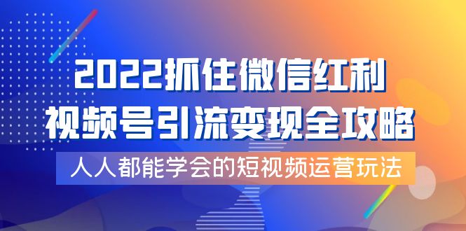 【副业项目4178期】2022抓住微信红利，视频号引流变现全攻略，人人都能学会的短视频运营玩法-荔枝网络
