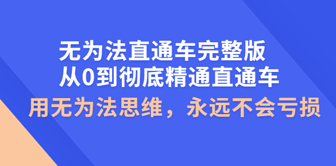 【副业项目4253期】无为法直通车完整版：从0到彻底精通直通车，用无为法思维，永远不会亏损-荔枝网络
