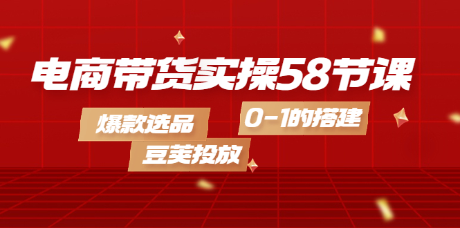 【副业项目4337期】电商带货实操58节课，爆款选品，豆荚投放，0-1的搭建-荔枝网络