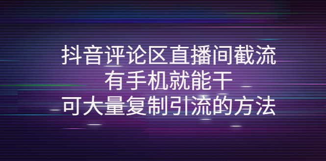 【副业项目4380期】抖音评论区直播间截流，有手机就能干，可大量复制引流的方法-荔枝网络