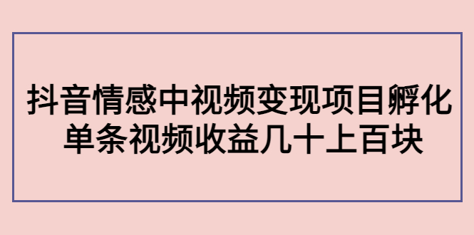 【副业项目4562期】黄岛主副业孵化营第5期：抖音情感中视频变现项目孵化 单条视频收益几十上百-荔枝网络