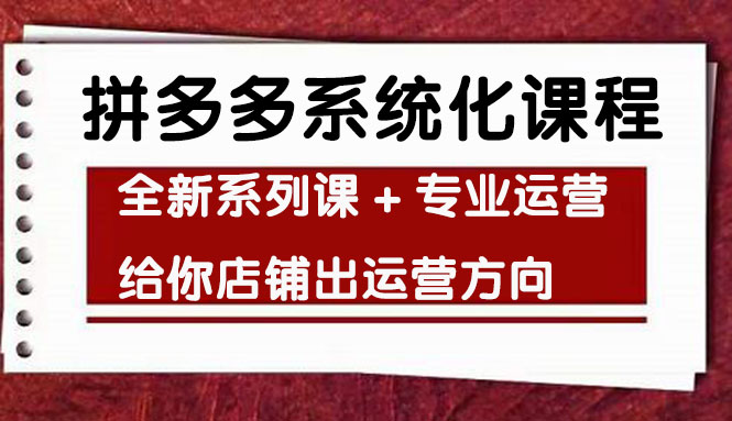 【副业项目4542期】车神陪跑，拼多多系统化课程，全新系列课+专业运营给你店铺出运营方向-荔枝网络