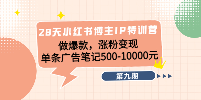 【副业项目4550期】28天小红书博主IP特训营《第9期》做爆款，涨粉变现 单条广告笔记500-10000-荔枝网络