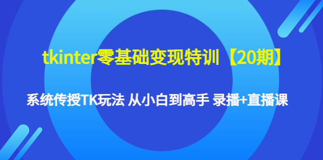 【副业项目4796期】tkinter零基础变现特训【20期】系统传授TK玩法 从小白到高手 录播+直播课-荔枝网络
