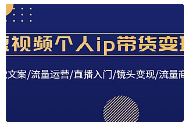 【副业项目4835期】短视频个人ip带货变现：爆款文案/流量运营/直播入门/镜头变现/流量商业-荔枝网络