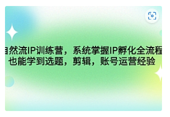 【副业项目4920期】自然流IP训练营，系统掌握IP孵化全流程，也能学到选题，剪辑，账号运营经验-荔枝网络