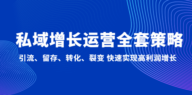 【副业项目5128期】私域增长运营全套策略：引流、留存、转化、裂变 快速实现高利润增长-荔枝网络