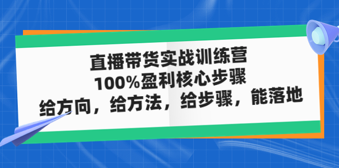 【副业项目5006期】直播带货实战训练营:100%盈利核心步骤,给方向,给方法,给步骤,能落地-荔枝网络
