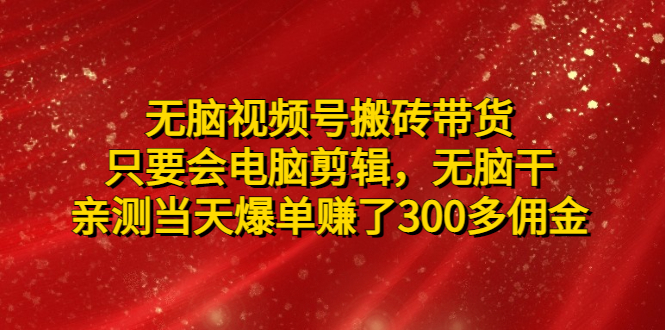 【副业项目5070期】无脑视频号搬砖带货，只要会电脑剪辑，无脑干，亲测当天爆单赚了300多佣金-荔枝网络
