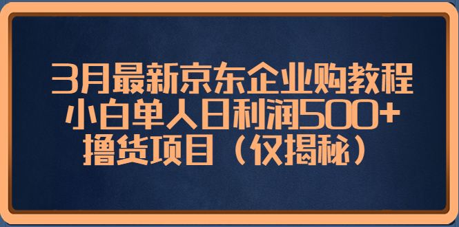 【副业项目5406期】3月最新京东企业购教程，小白单人日利润500+撸货项目（仅揭秘）-荔枝网络