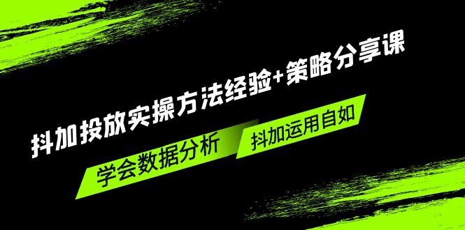 【副业项目5342期】抖加投放实操方法经验+策略分享课，学会数据分析，抖加运用自如-荔枝网络
