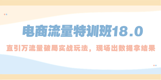 【副业项目5365期】电商流量特训班18.0，直引万流量破局实操玩法，现场出数据拿结果-荔枝网络