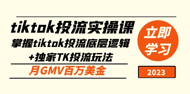【副业项目5245期】tiktok投流实操课：掌握tiktok投流底层逻辑+独家TK投流玩法 月GMV百万美金-荔枝网络