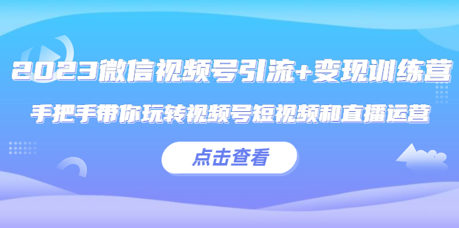 【副业项目5631期】2023微信视频号引流+变现训练营：手把手带你玩转视频号短视频和直播运营-荔枝网络