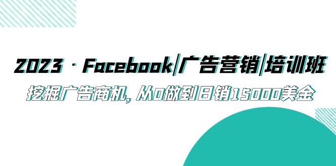 【副业项目5661期】2023·Facebook|广告营销|培训班，挖掘广告商机，从0做到日销15000美金-荔枝网络