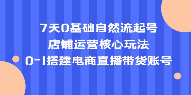 【副业项目5468期】7天0基础自然流起号，店铺运营核心玩法，0-1搭建电商直播带货账号-荔枝网络
