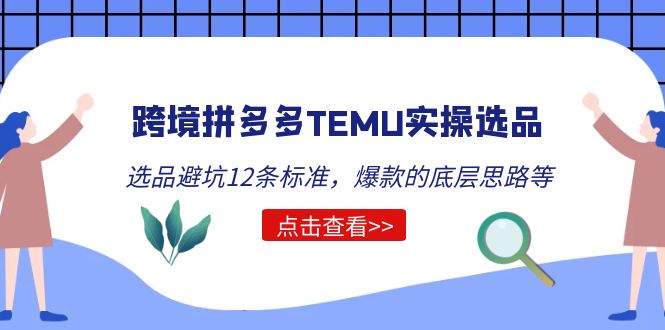 【副业项目5510期】跨境拼多多TEMU实操选品运营方法,选品避坑12条标准,爆款的底层思路等-荔枝网络