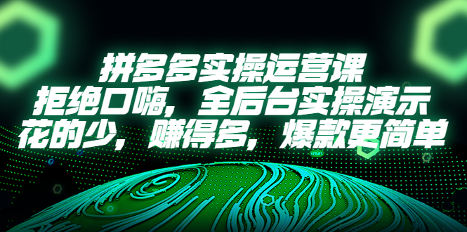 【副业项目5526期】拼多多实操运营课：拒绝口嗨，全后台实操演示，花的少，赚得多，爆款更简单-荔枝网络