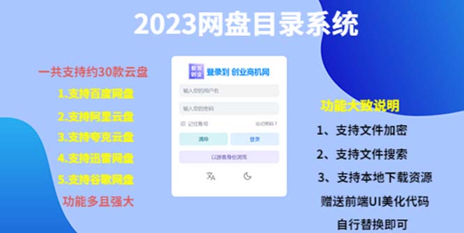 【副业项目5566期】2023网盘目录运营系统，一键安装教学，一共支持约30款云盘-荔枝网络