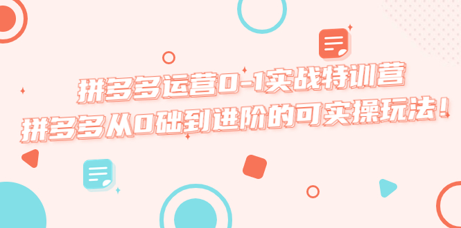 【副业项目5605期】拼多多运营0-1实战特训营，拼多多从0础到进阶的可实操玩法-荔枝网络