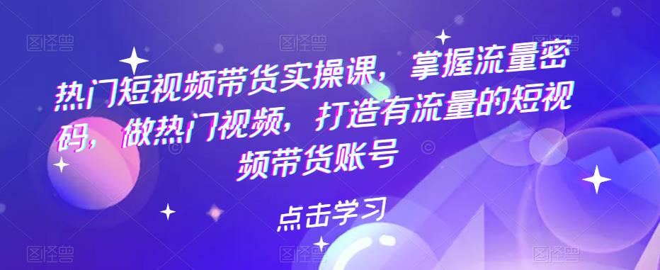 【副业项目5822期】热门短视频带货实战 掌握流量密码 做热门视频 打造有流量的短视频带货账号-荔枝网络