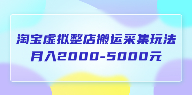 【副业项目5953期】淘宝虚拟整店搬运采集玩法分享课：月入2000-5000元（5节课）-荔枝网络
