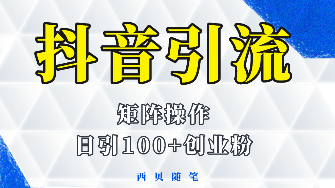 【副业项目5900期】抖音引流术，矩阵操作，一天能引100多创业粉-荔枝网络