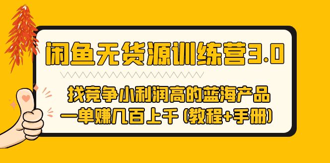 【副业项目5755期】闲鱼无货源训练营3.0 找竞争小利润高的蓝海产品 一单赚几百上千(教程+手册)-荔枝网络
