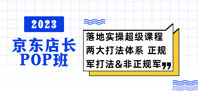 【副业项目5761期】2023京东店长·POP班 落地实操超级课程 两大打法体系 正规军&非正规军-荔枝网络