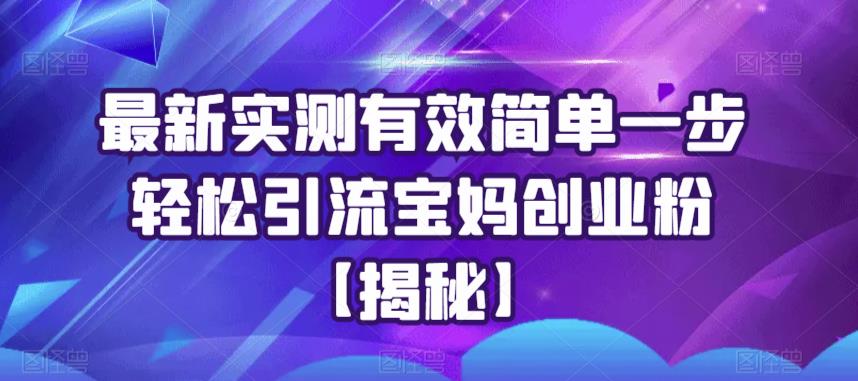【副业项目6204期】最新实测有效简单一步轻松引流宝妈创业粉【揭秘】-荔枝网络
